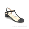 Fashion Women Clear T- Strap Diamonds Bomba zapatos de bomba